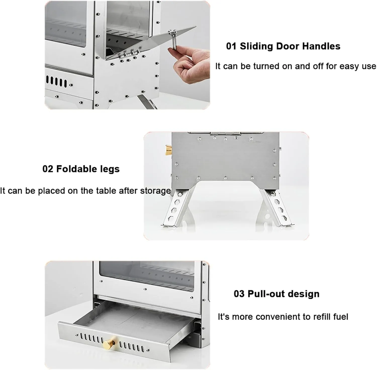 Portable Tent Wood Burning Stove 304 Stainless Steel, Folding Hot Tent Stove Lightweight with Chimney Pipes for Backpacking, Winter Survival, Cooking