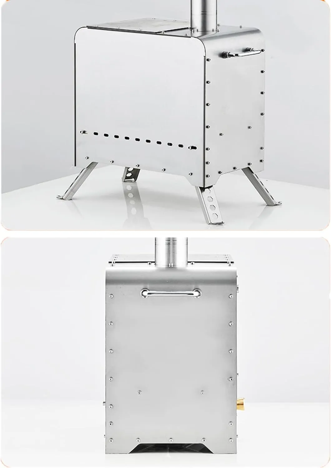 Portable Tent Wood Burning Stove 304 Stainless Steel, Folding Hot Tent Stove Lightweight with Chimney Pipes for Backpacking, Winter Survival, Cooking