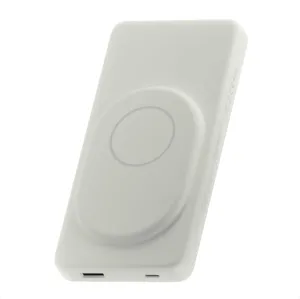 Portable Wireless Charger 10K mAh Dual Port (USB-A, USB-C) Quick Charging Power Bank for iPhone 16/15 / 14, Samsung Galaxy, iPad, Google Pixel, and More, Ivory
