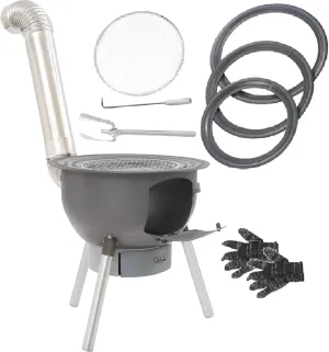 Portable Wood Burning Stove, Multifunction Camping Rocket Stove, Wood Stove, Firewood Cooking Stove, Charcoal Grill for Outdoor/Backyard Cooking