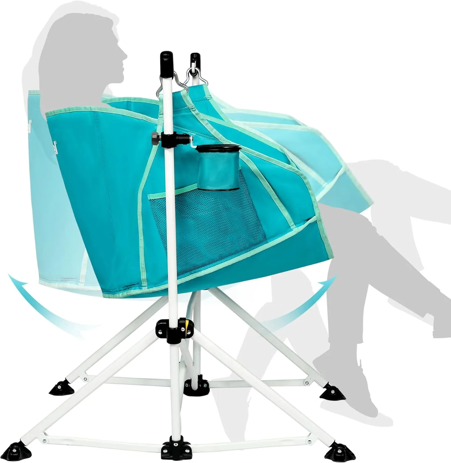 PORTAL Hammock Camping Chair Folding Rocking Chair Portable Swinging with Cup Holder for Outdoor Lawn Backyard Patio Car Camp Sports Concerts,Support 350 lbs Blue