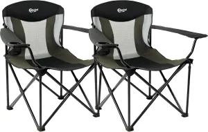 PORTAL Oversized Camping Chair Big and Tall Folding Camp Chair Portable Lawn Chairs Heavy Duty Foldable XXL Outdoor Camping Chair for Adults, Support Up to 600 lbs, Black/Grey