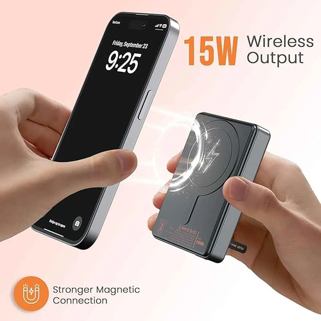 Portronics Chyro 10000mAh 15W Magnetic Wireles Powerbank(Black)