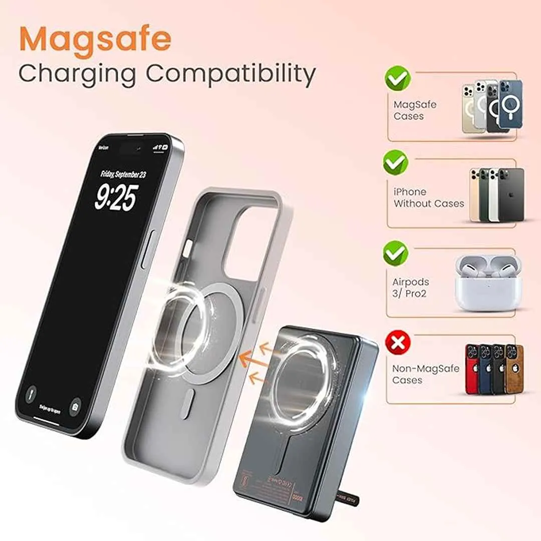 Portronics Chyro 10000mAh 15W Magnetic Wireles Powerbank(Black)