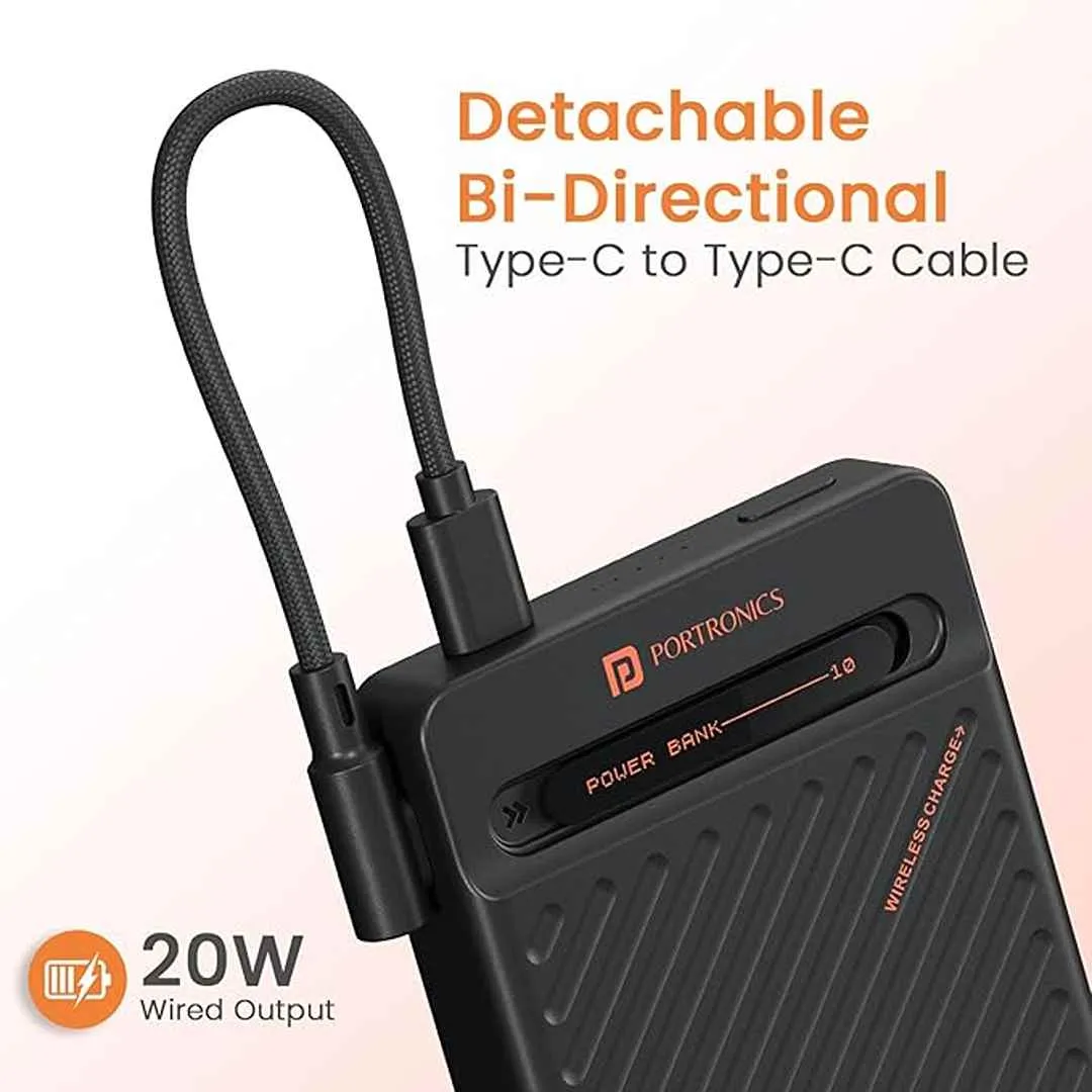 Portronics Chyro 10000mAh 15W Magnetic Wireles Powerbank(Black)