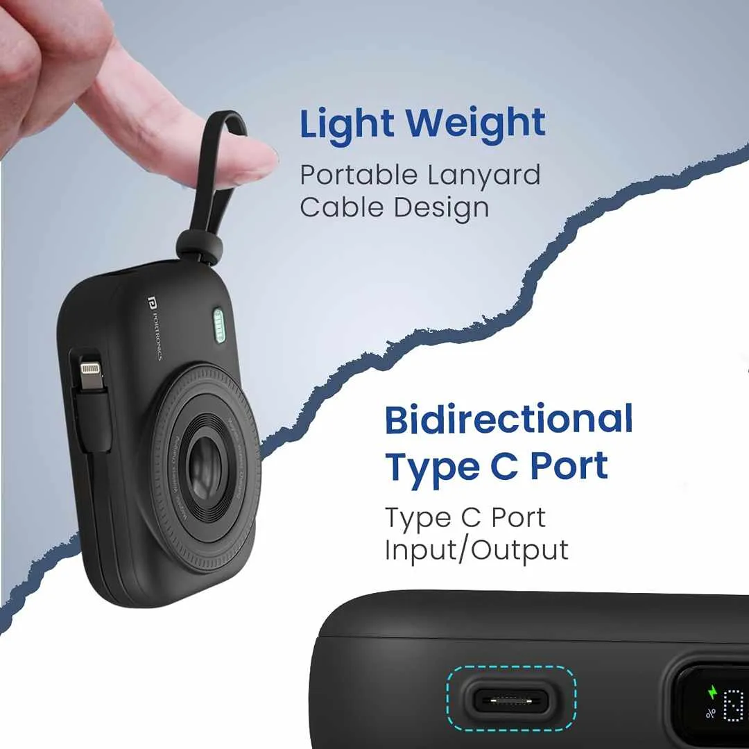 Portronics Power Shutter 10000mAh 15W Magnetic Wireless Powerbank(Black)