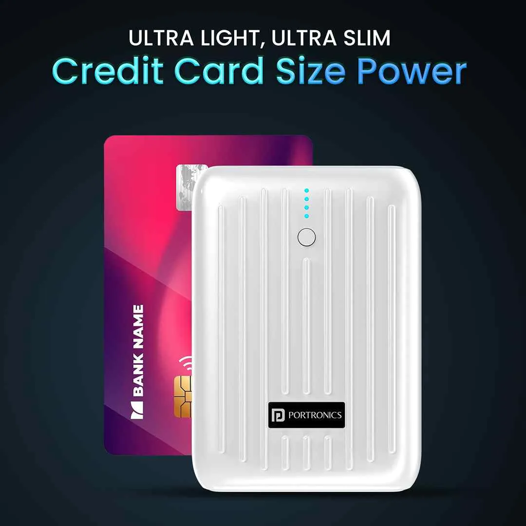 Portronics Zapcell 10k 10000mAh 22.5W  Nano Powerbank(White)