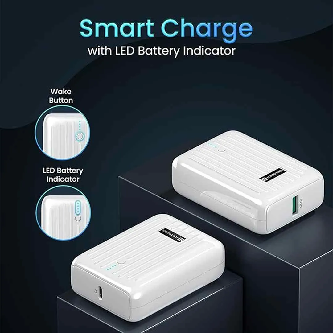 Portronics Zapcell 10k 10000mAh 22.5W  Nano Powerbank(White)