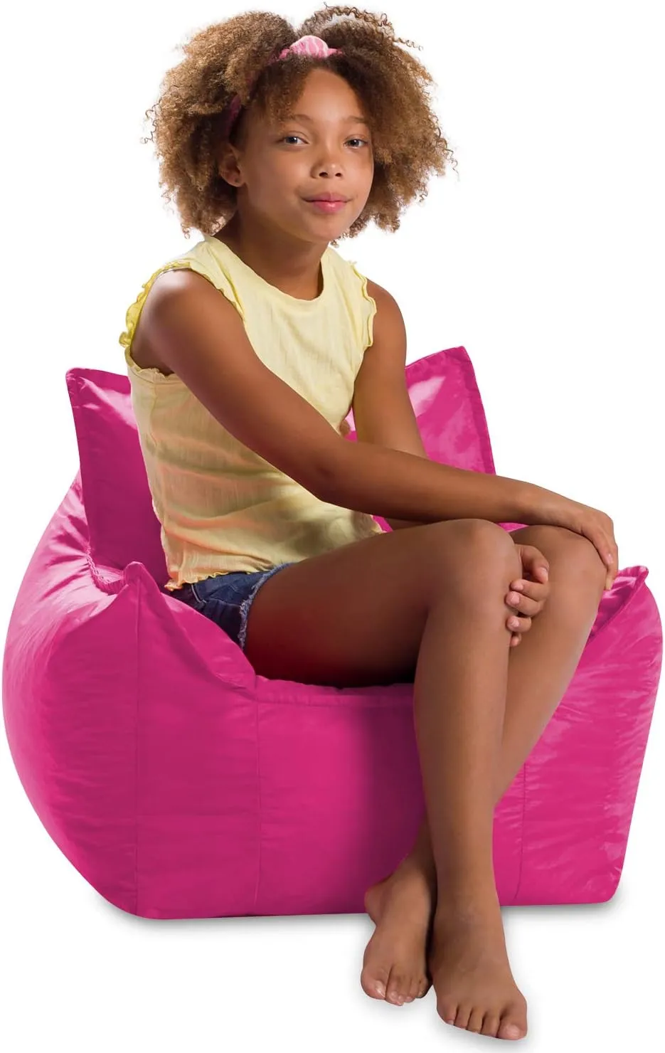 Posh Creations Bean Bag Chair Structured Comfy Seat Use for Gaming, Reading and Watching TV, Newport, Pink