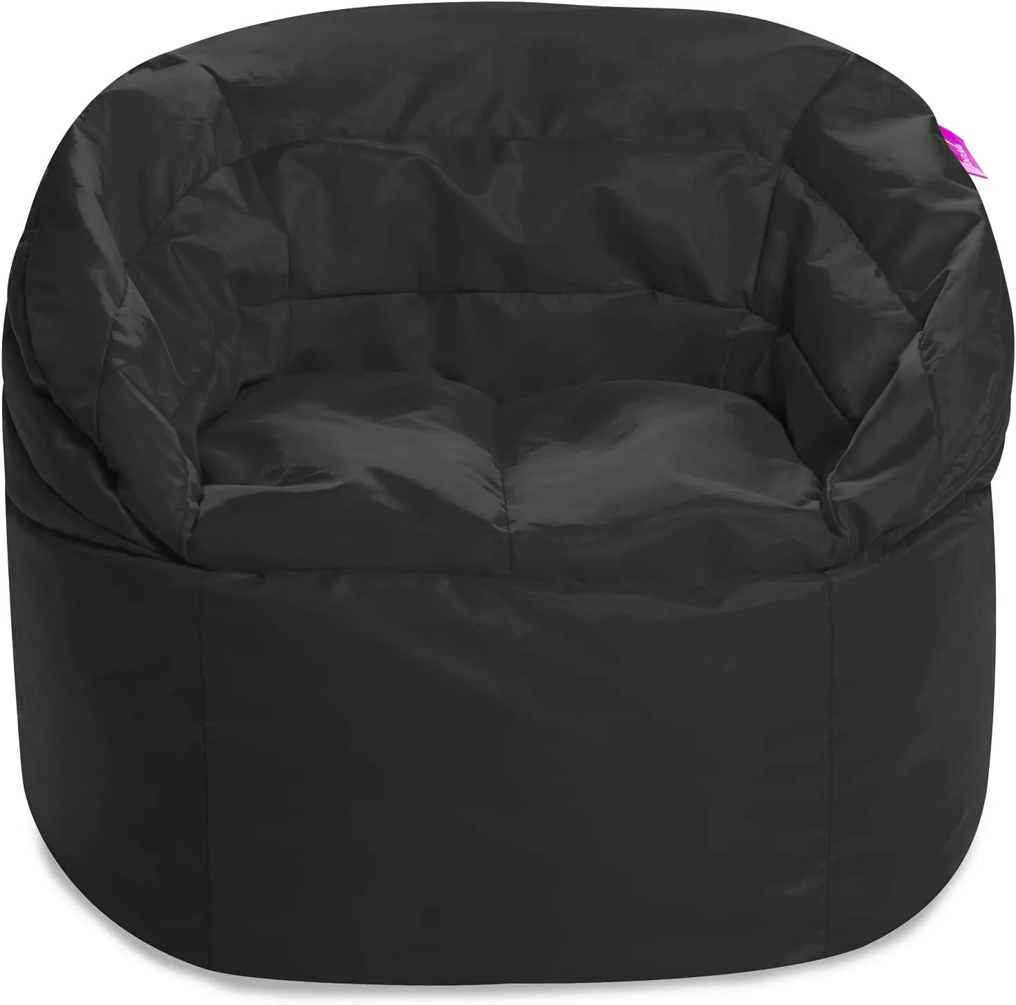 Posh Creations Sonoma Lounger Chair for Kids and Teens Big Bean Bag for Living Rooms, Bedrooms and Basements, Large, Black