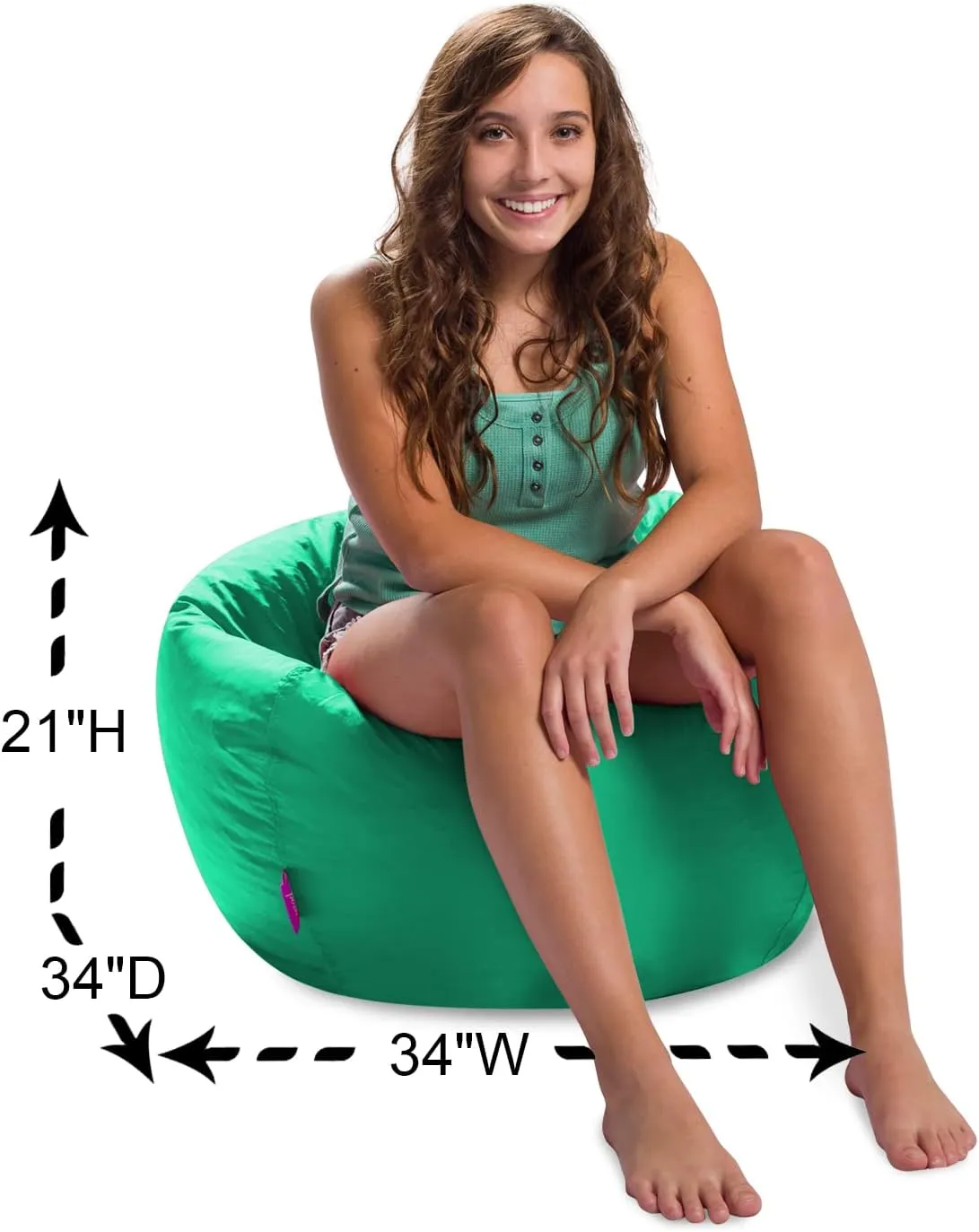 Posh Creations Structured Comfy Bean Bag Chair for Gaming, Reading, and Watching TV, 100in Round Classic Bean Bag, Microsuede - Tide Pool