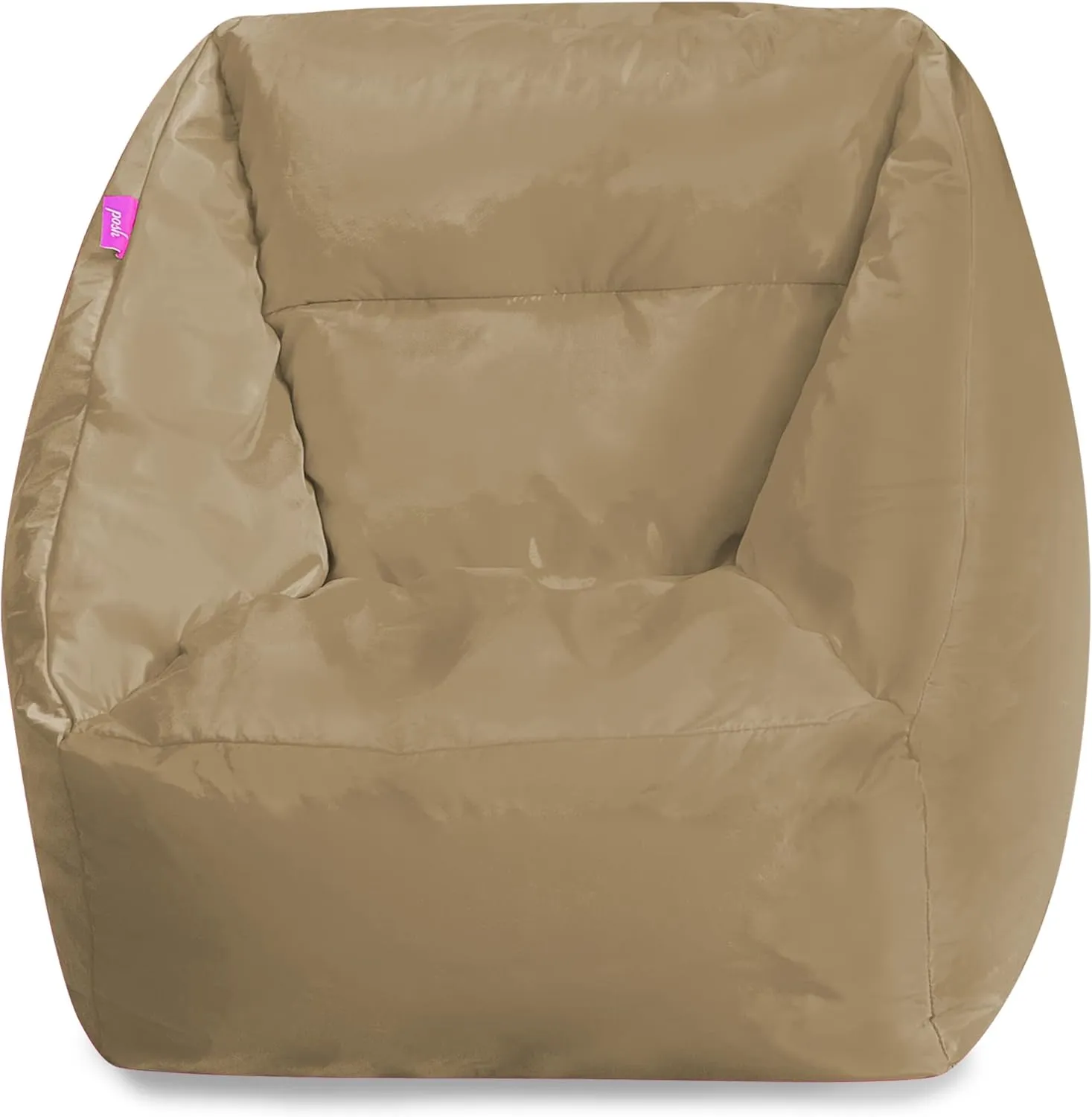 Posh Creations Structured Comfy Bean Bag Chair for Gaming, Reading, and Watching TV, Coronado Chair, Microsuede - Camel