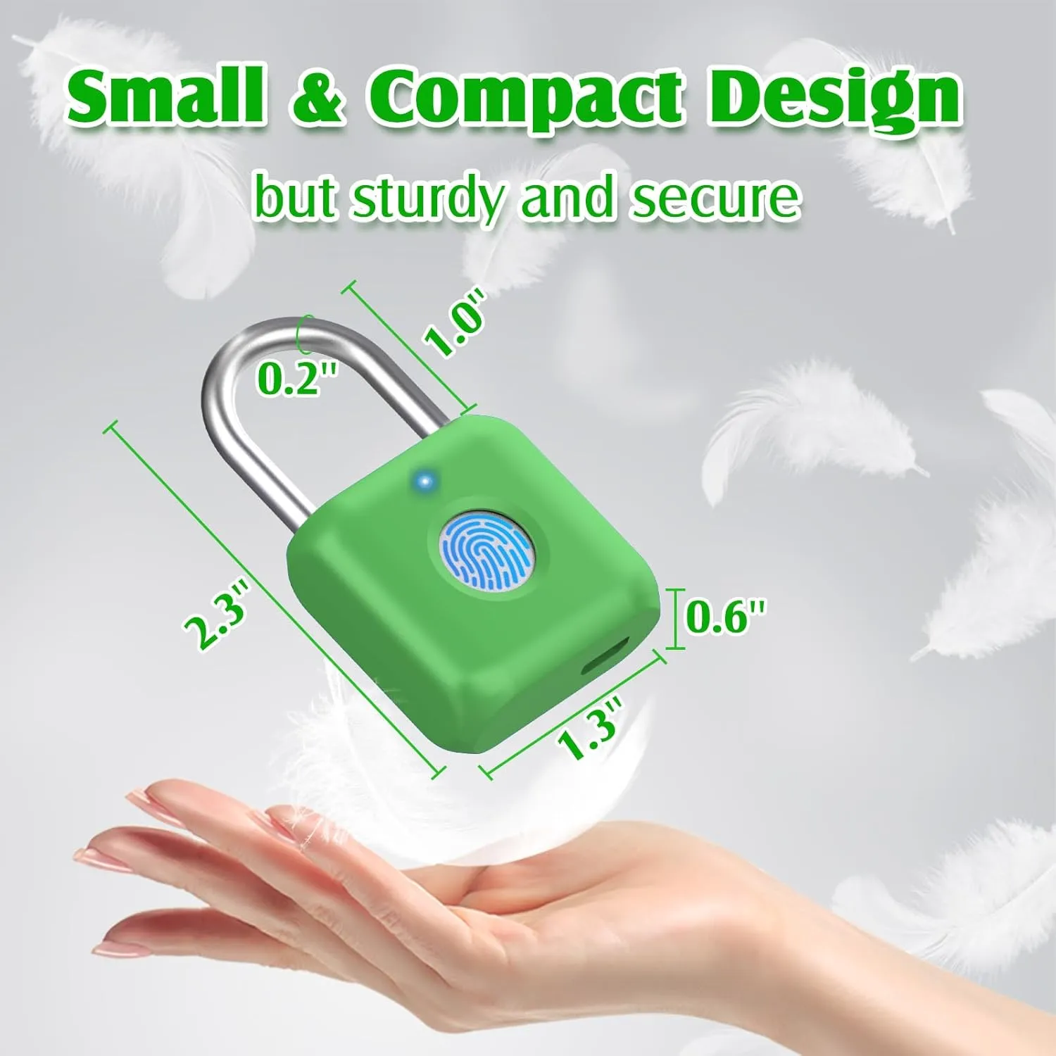 Pothunder Fingerprint Padlock, Smart Padlock, Locker Lock, Combination Lock, Fingerprint Lock with APP Unlock, USB Rechargeable, Suitable for Gym Locker, Locker(Avocado Green)