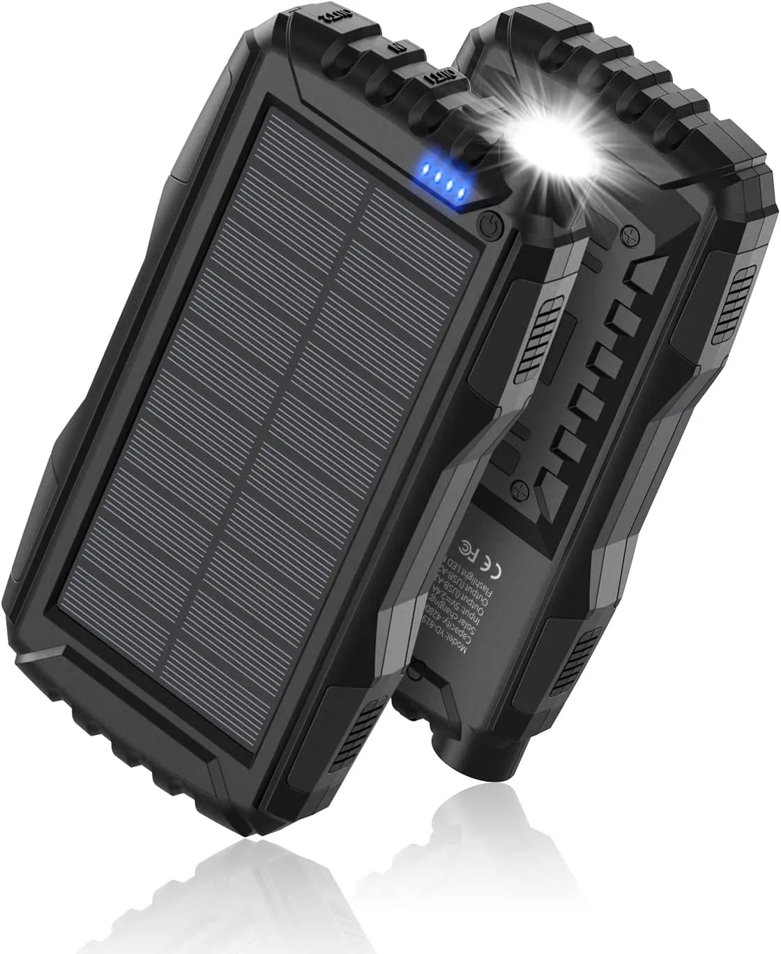 Power-Bank-Solar-Charger - 42800Mah Portable Charger,Solar Power Bank,External Battery Pack 5V3.1A Qc 3.0 Fast Charger Built-In Super Bright Flashlight (Orange)