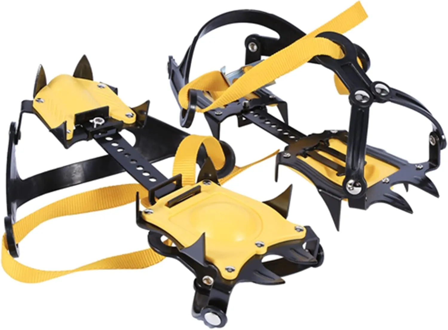 Premium Ice Spikes 10-Teeth Crampons with Strap Binding | Steel AntiSlip Ice Grips Cleats | Adjustable for Hiking Boots in Snow and Ice