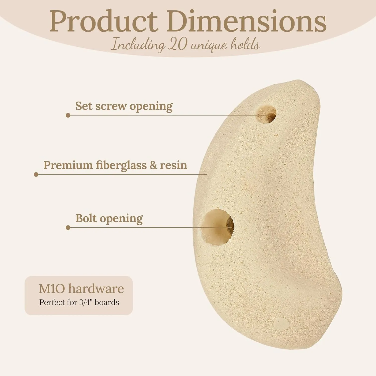 Premium Resin Rock Climbing Holds for Kids & Adults, Large Training Rock Climbing Wall Grips Indoor/Outdoor, Rock-Like Texture Climbing Wall with Mounting Hardware