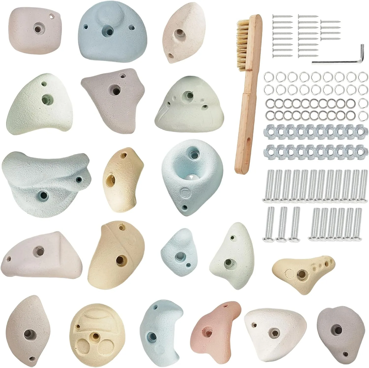 Premium Resin Rock Climbing Holds for Kids & Adults, Large Training Rock Climbing Wall Grips Indoor/Outdoor, Rock-Like Texture Climbing Wall with Mounting Hardware