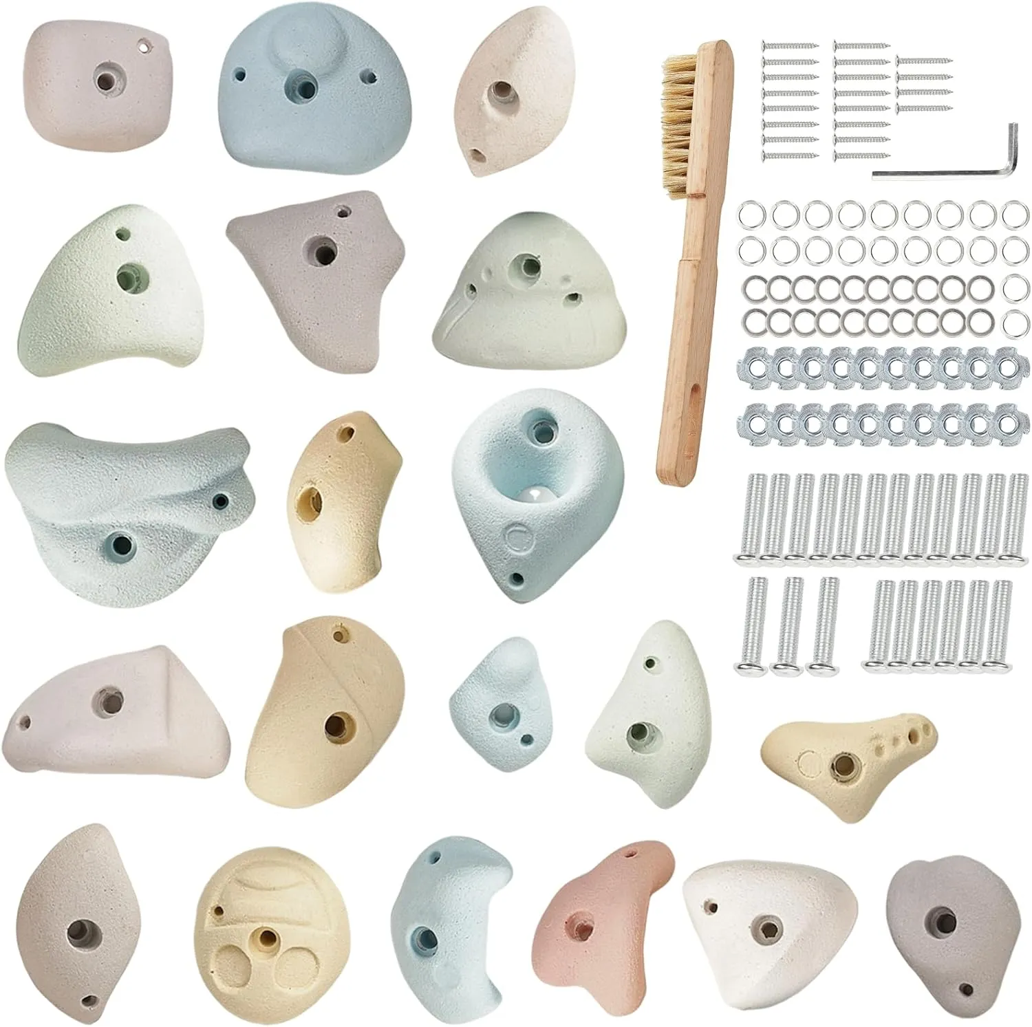 Premium Resin Rock Climbing Holds for Kids & Adults, Large Training Rock Climbing Wall Grips Indoor/Outdoor, Rock-Like Texture Climbing Wall with Mounting Hardware