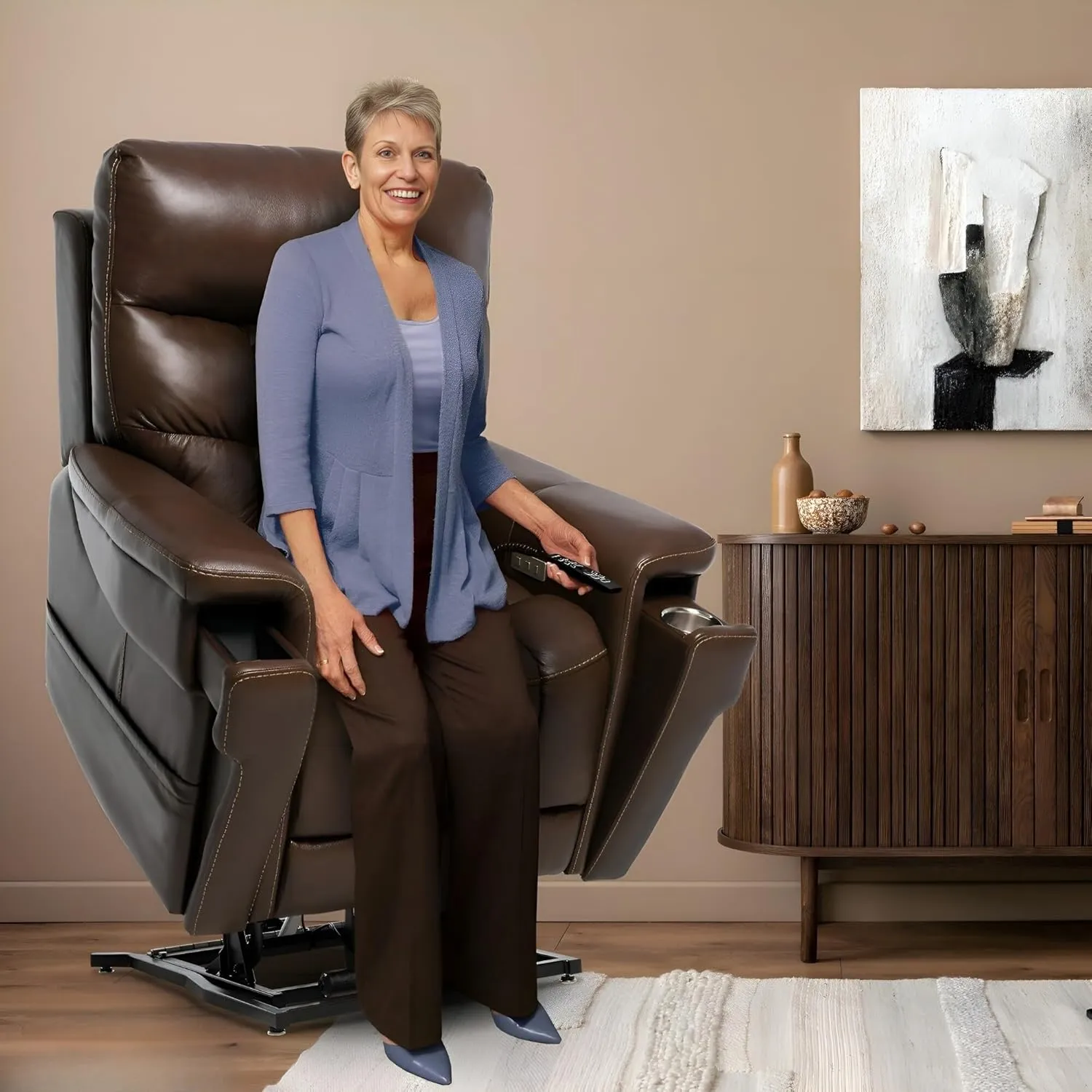 Pride Viva Lift Ultra Power Recliners - Lift Chair for Adults, 400 Lbs Weight Capacity, Lithium Battery Backup, 23" W x 22" D Comfort Seat, Large, Trento Brown - PLR4955L