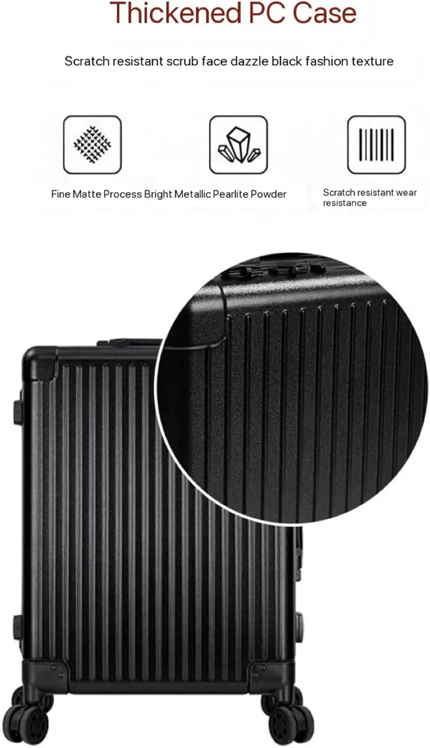 Professional Cosmetic Case with 8LED Lights, Telescopic Stand, Universal Wheel Cosmetic Case, TSA Code Lock Traveling Cart (Black 24INCH)