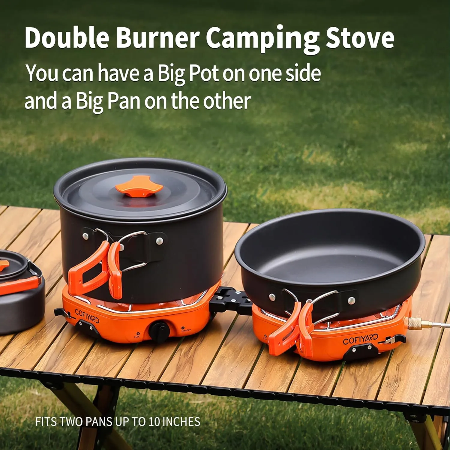 Propane 2 Burner Camping Stove with Carrying Bag, Portable Folding Gas Stove for Camping, Backpacking Camp Stove for Outdoor Cooking, With 17,000 BTU Adjustable Burners for BBQ, Tailgating