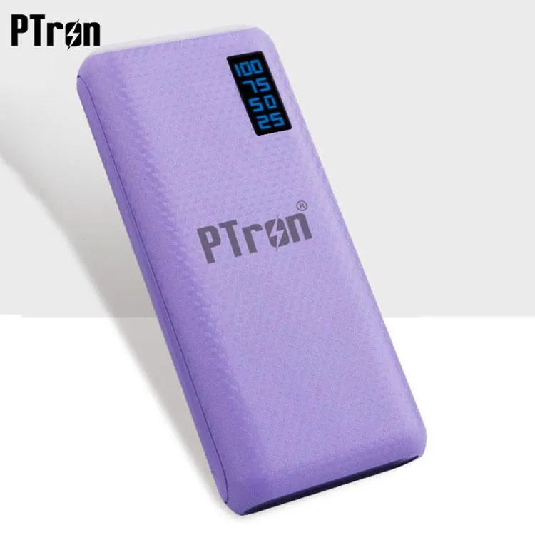 PTron 10000mAh Flare Power Bank For All Smartphones With 2 USB Port & Digital Display (Purple)