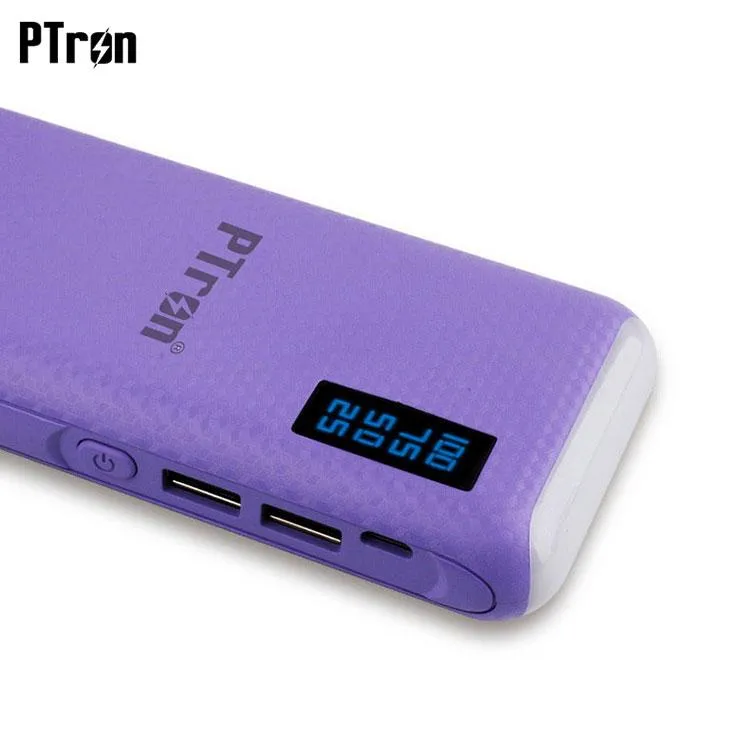 PTron 10000mAh Flare Power Bank For All Smartphones With 2 USB Port & Digital Display (Purple)