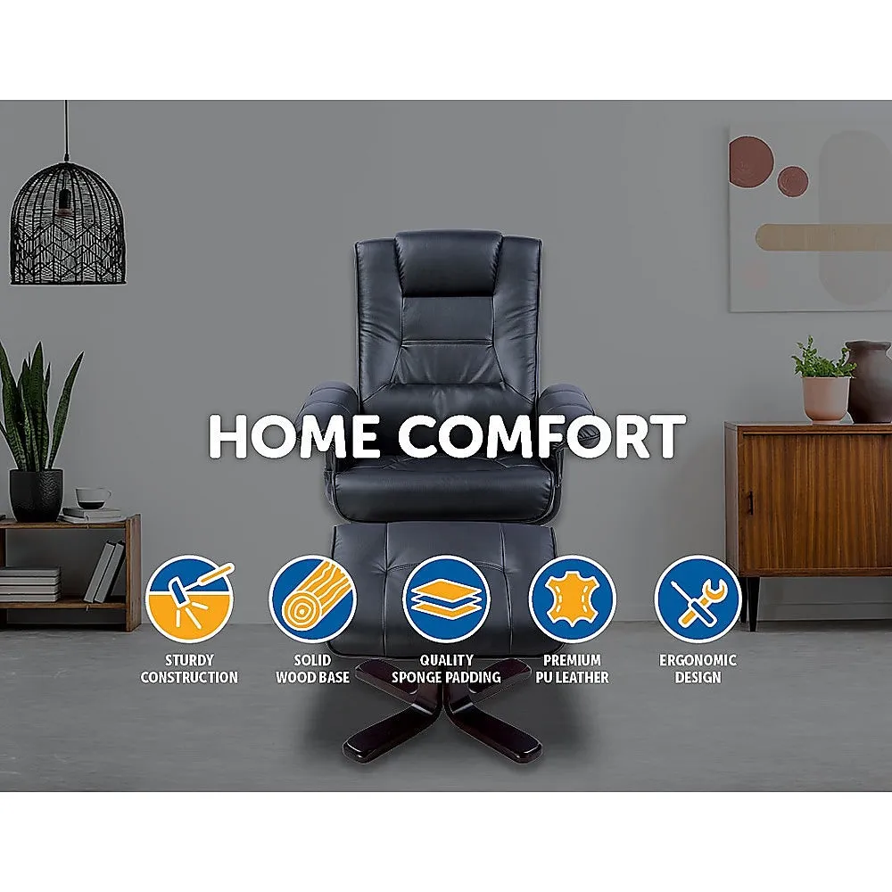 PU Leather Massage Chair Recliner Ottoman Lounge Remote