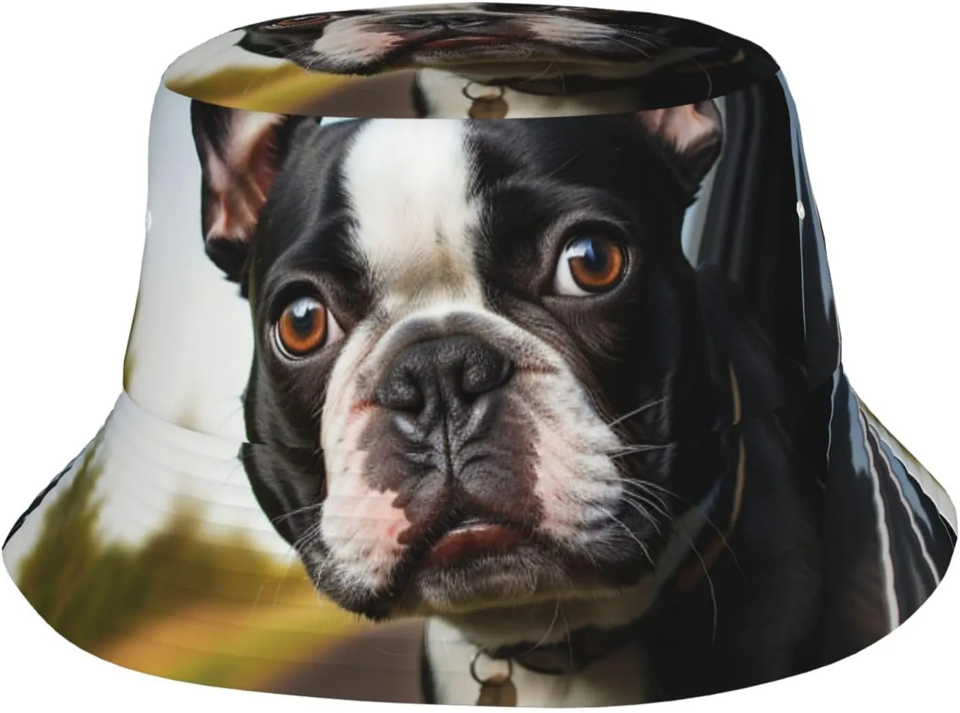 Puppy Dog Boston Terrier Sun Bucket Hats for Men Women UPF 50  Beach Hats Packable Sun Hat Summer Fisherman Cap Black