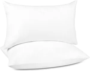puredown® Lumbar Pillow Inserts 12 x 20 (Pack of 2, White), Filled with Feather and Down, Decorative Pillows for Couch, Home Decor