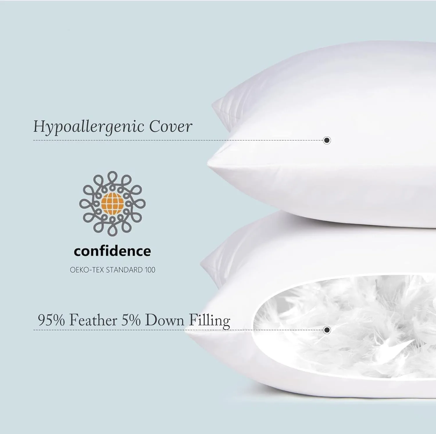 puredown® Lumbar Pillow Inserts 12 x 20 (Pack of 2, White), Filled with Feather and Down, Decorative Pillows for Couch, Home Decor