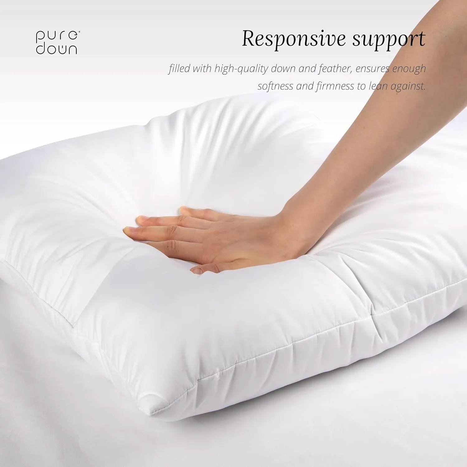 puredown® Natural Feather Down Throw Pillow Inserts 20 x 20 (Set of 2, White), Décor Pillow for Couch, Chairs, Office, Apartments