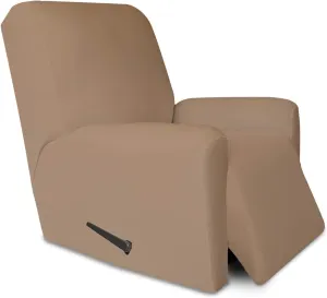 PureFit Super Stretch Chair Sofa Slipcover with Pocket – Spandex Non Slip Soft Couch Sofa Cover, Washable Furniture Protector with Elastic Bottom for Kids, Pets （Recliner, Camel）
