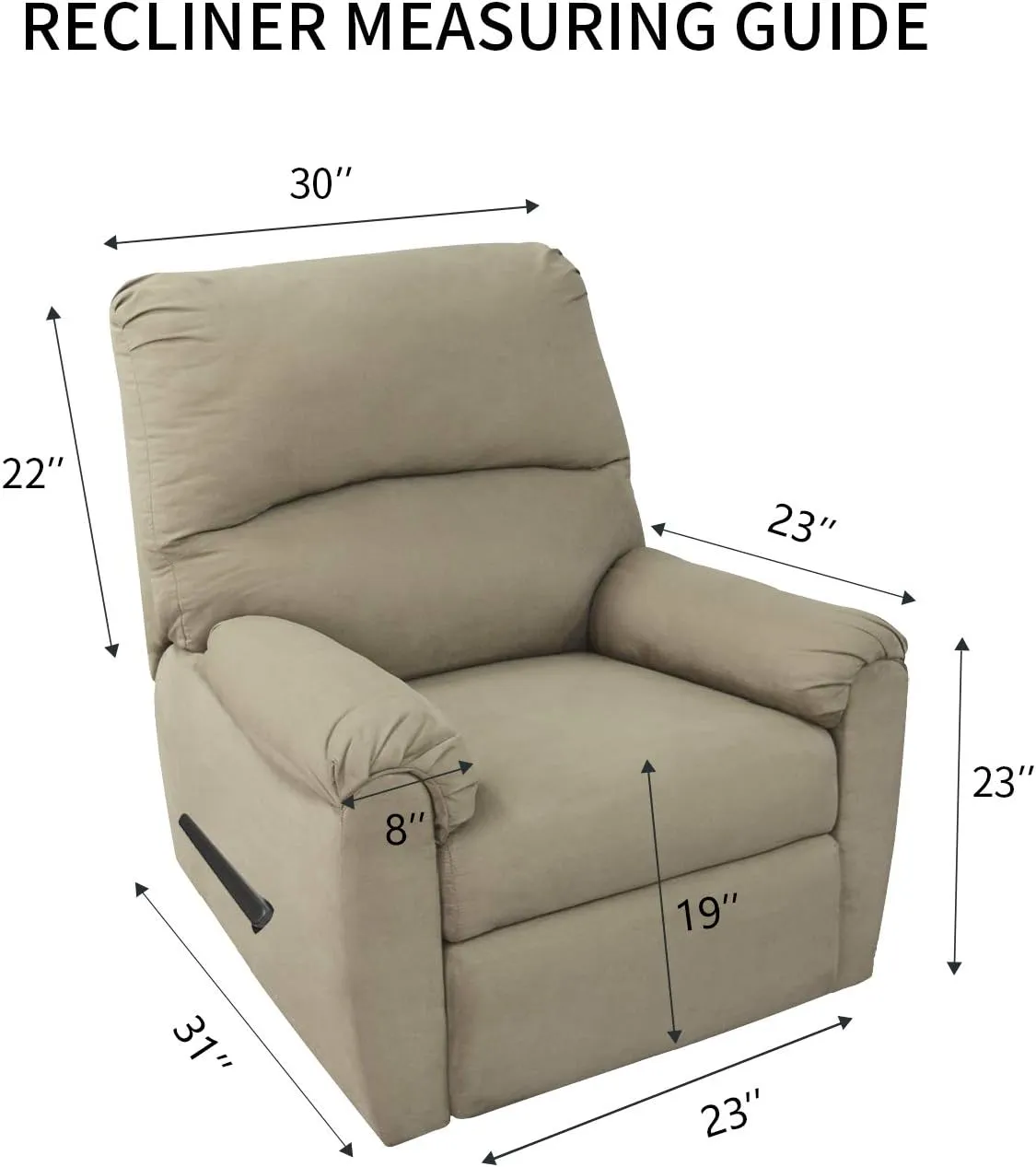 PureFit Super Stretch Chair Sofa Slipcover with Pocket – Spandex Non Slip Soft Couch Sofa Cover, Washable Furniture Protector with Elastic Bottom for Kids, Pets （Recliner, Camel）