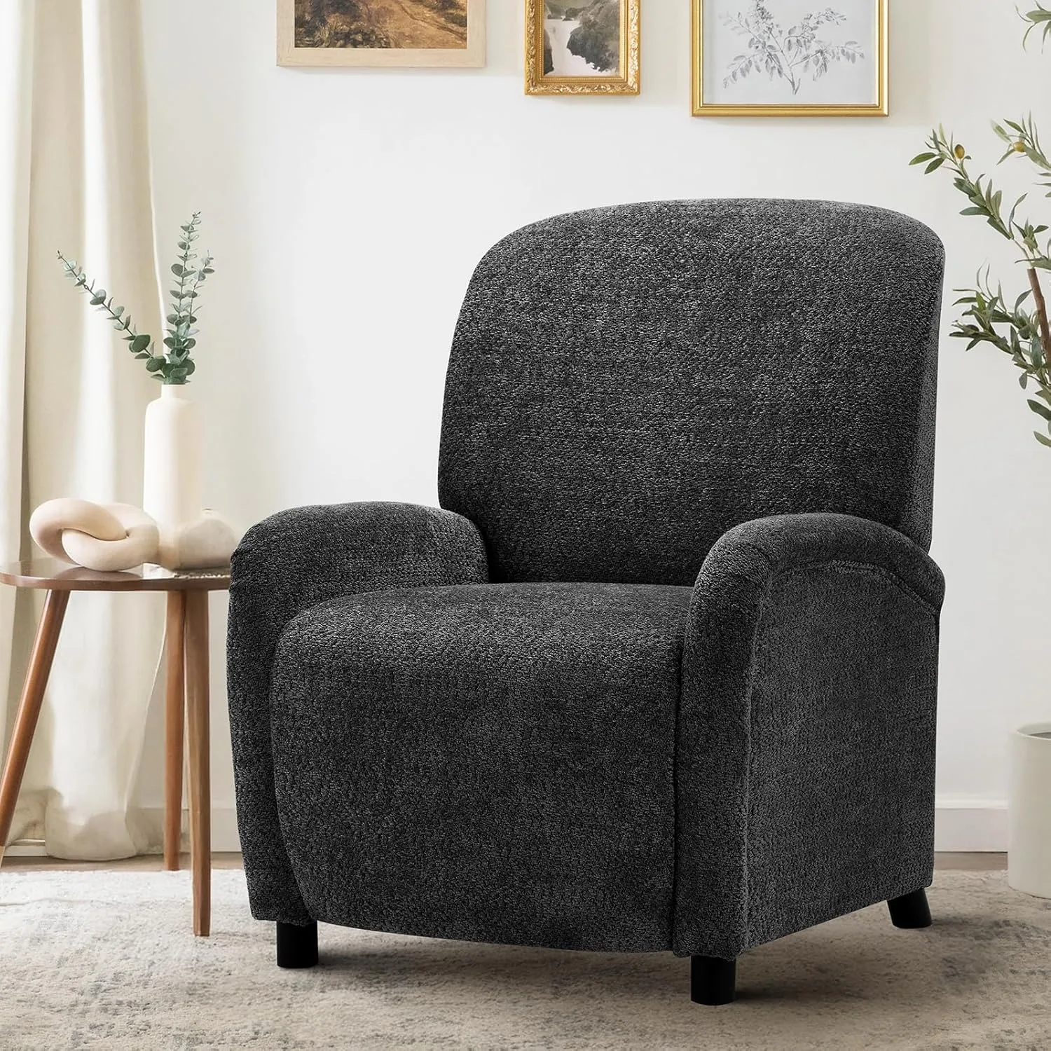 Pushback Recliner Chair, Wing Back Chairs with Arms, Adjustable Modern Single Reclining for Living Room/Bedroom,Fabric Accent Chair Extrathick Cushion