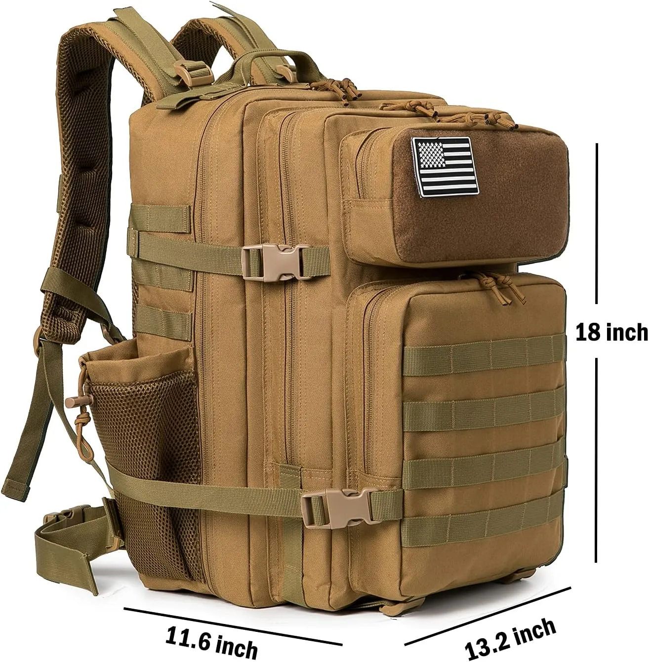 QT&QY 25L/35L/45L Military Tactical Backpack For Men Molle Daypack 3 Day Bug Out Bag Hiking Rucksack With Bottle Holder