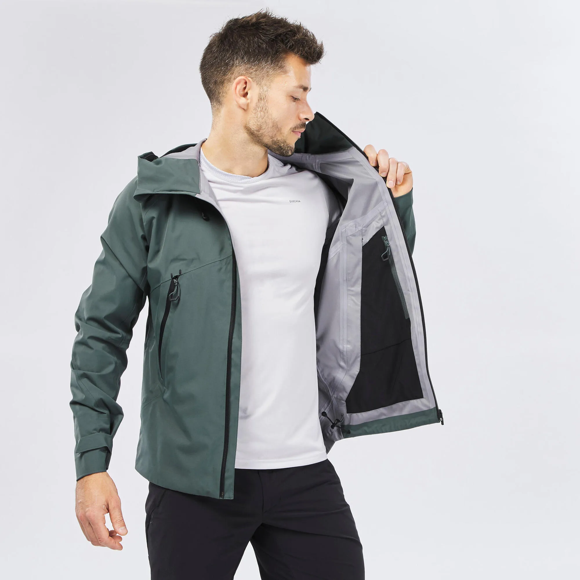 Quechua Men's Hiking Lightweight Waterproof Jacket MH500