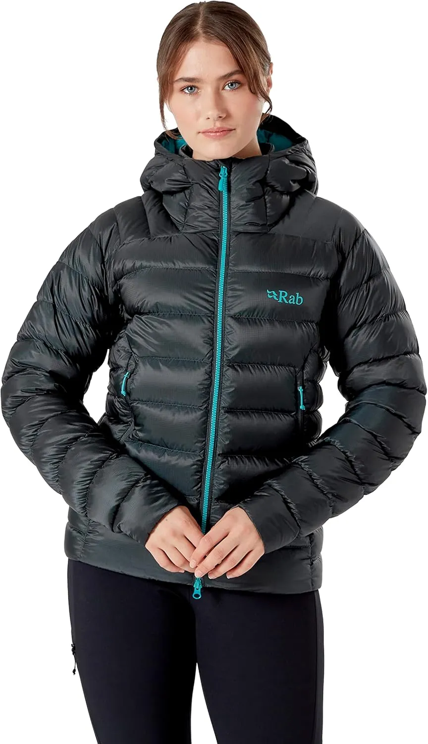 Rab Women's Electron Pro 800-Fill Down Hooded Jacket for Climbing and Mountaineering