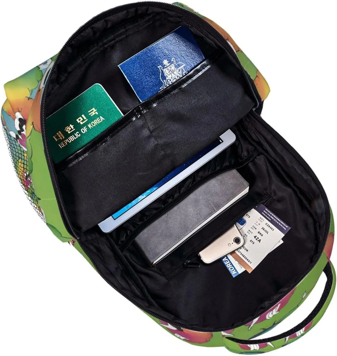 Rainbow Alpaca Art Shoulder Book Bags Polyester Multipurpose Anti-Theft Carry On Bag Large Capacity Travel Hiking & Camping Rucksack