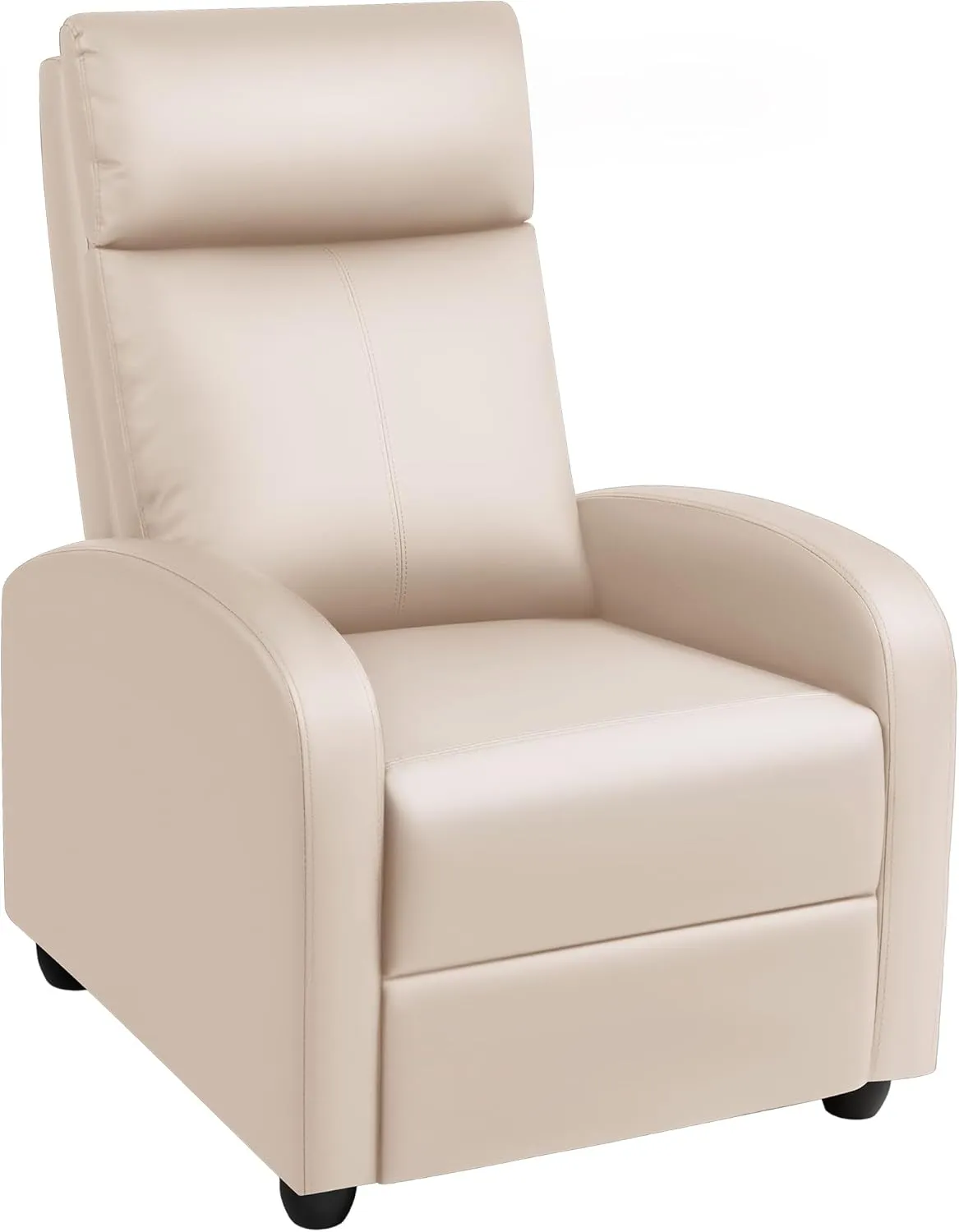 Rankok Recliner Chair Modern PU Leather Reclining Chair Ergonomic Adjustable Recliner for Living Room Home Theater Seating Single Sofa (Beige)