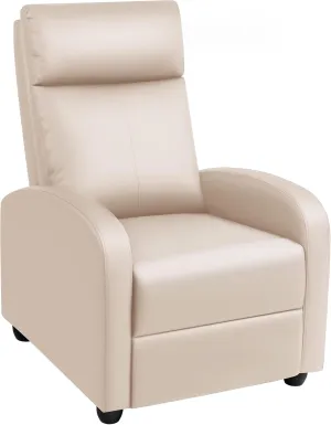 Rankok Recliner Chair Modern PU Leather Reclining Chair Ergonomic Adjustable Recliner for Living Room Home Theater Seating Single Sofa (Beige)