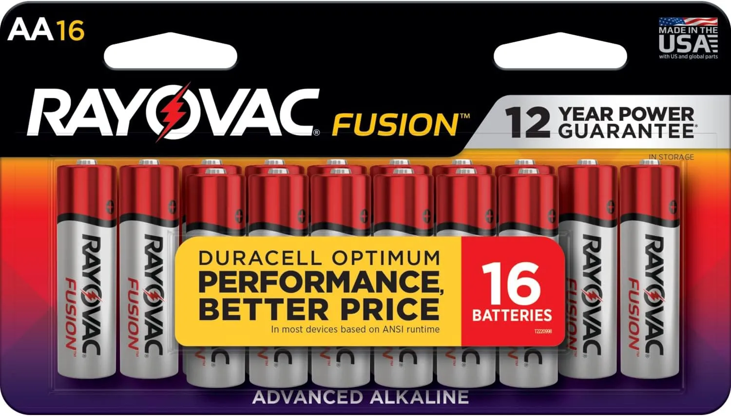 Rayovac Fusion AA Batteries, Premium Alkaline Double A Batteries (16 Battery Count)