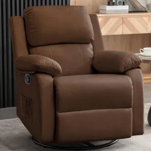Recliner Chair, 360 Swivel Rocker Chair for Adults, Small Rocking Recliner Chair for Small Spaces, Upholstered Fabric Glider Recliner Nursery with Side Pockets for Nursery, Living Room