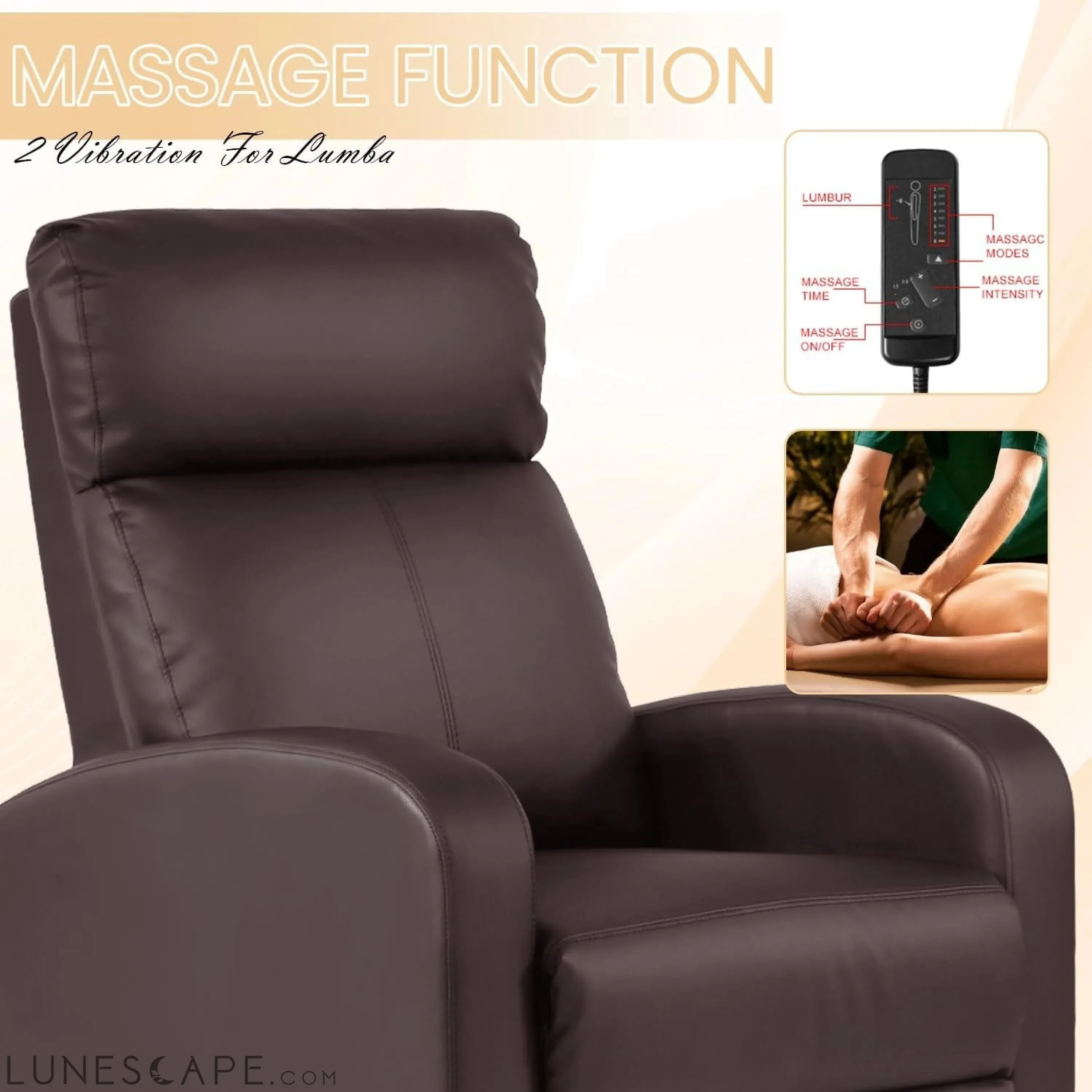 Recliner Chair Breathable Padded PU Leather Massage Single Sofa