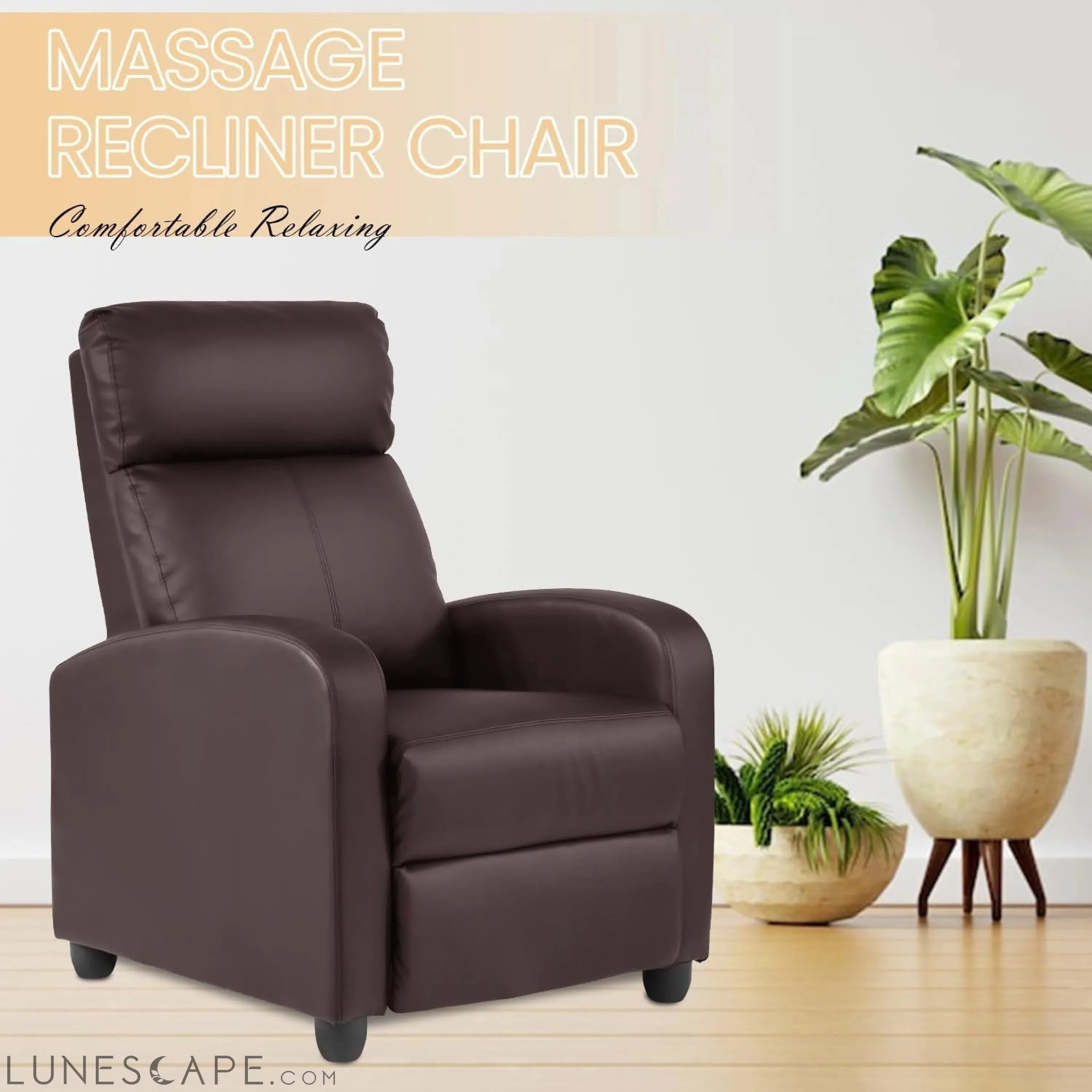 Recliner Chair Breathable Padded PU Leather Massage Single Sofa