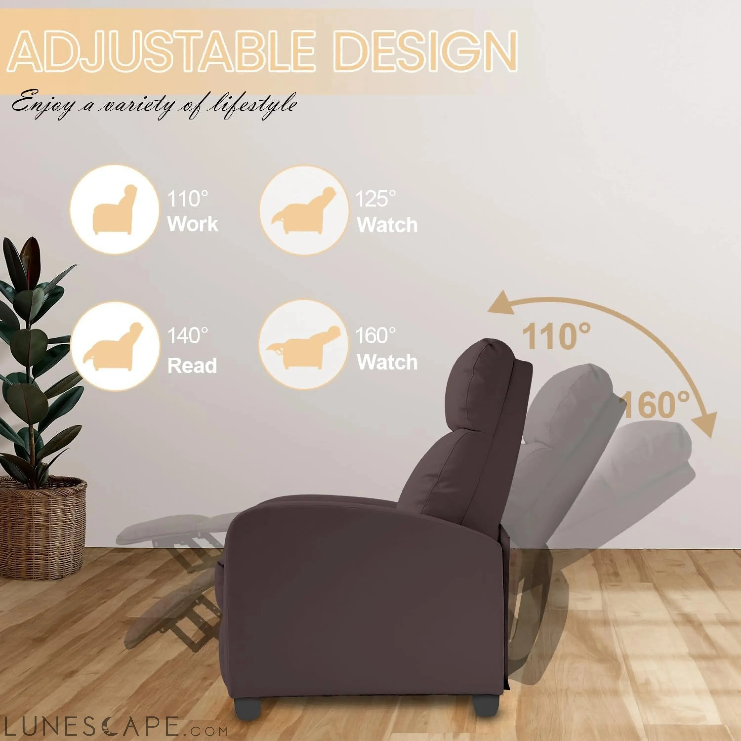 Recliner Chair Breathable Padded PU Leather Massage Single Sofa