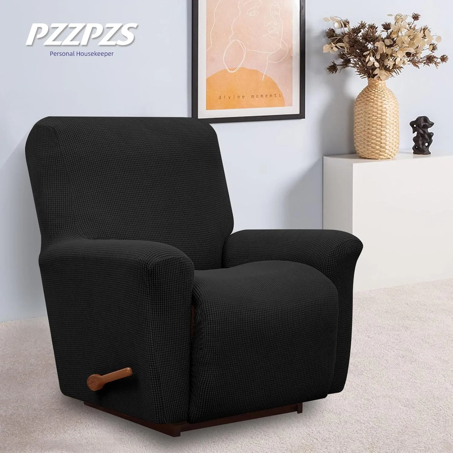 Recliner Chair Cover Lazy Boy Recliner Covers Recliner Covers for Recliner Chair 1 Piece Furniture Protector Prevent wear and pet Hair（Recliner,Black）