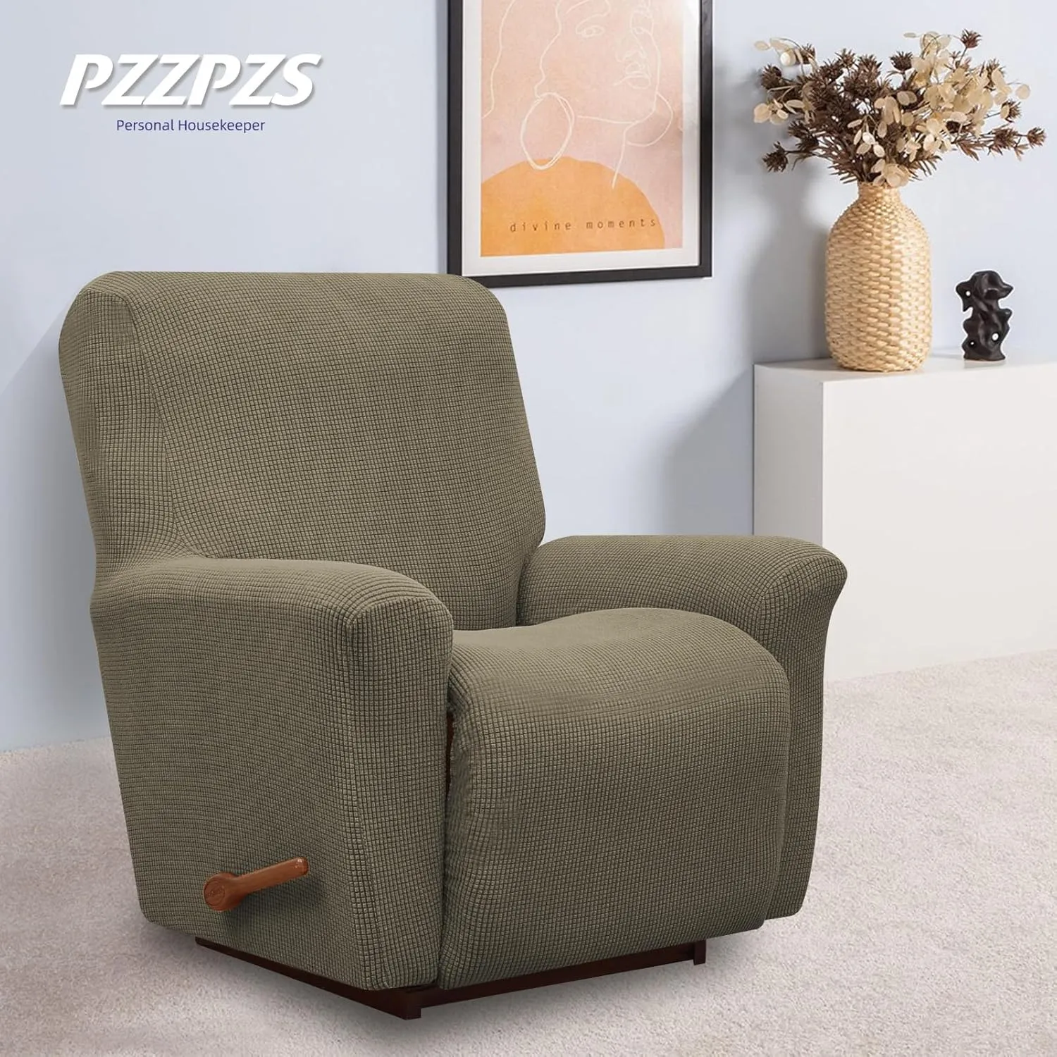Recliner Chair Cover Lazy Boy Recliner Covers Recliner Covers for Recliner Chair 1 Piece Furniture Protector Prevent wear and pet Hair（Recliner,Khaki）