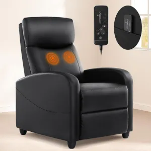 Recliner Chair for Living Room, Leather Recliners, Home Theater Seating with Lumbar Support with Adjustable Backrest and Footrest, Modern Living Room Furniture with Padded Seat Backrest, Black