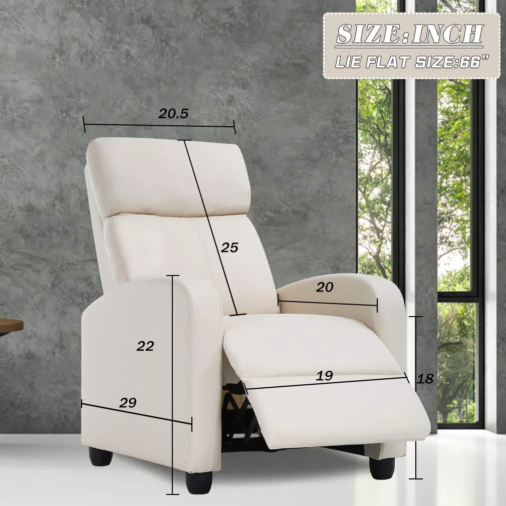 Recliner Chair for Living Room Massage Recliner Home Theater Seating Sofa Reading Chair Winback Single Sofa Modern Reclining Chair Easy Lounge with PU Leather Padded Seat Backrest
